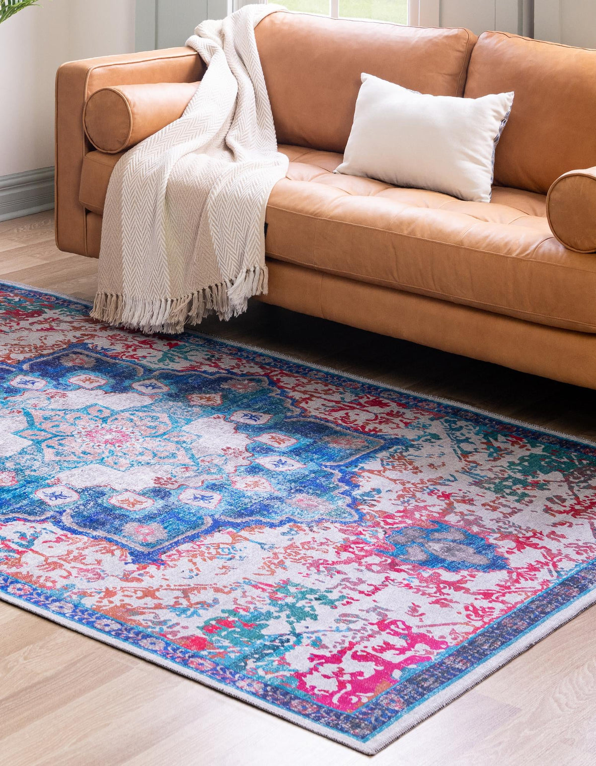 Baroque Era Collection Area Rug - Versailles (Ivory Blue) Rectangle Ivory Blue  lifestyle 3