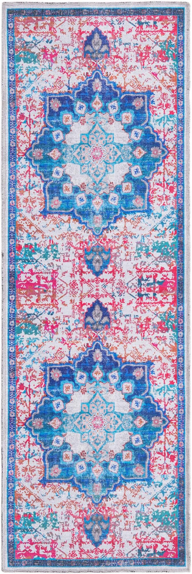 Baroque Era Collection Area Rug - Versailles (Ivory Blue) Runner Ivory Blue  lifestyle 10
