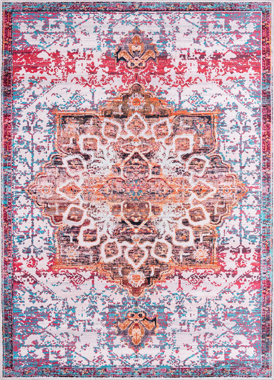 Baroque Era Collection Area Rug - Versailles (Ivory Orange) Rectangle Ivory Orange Main