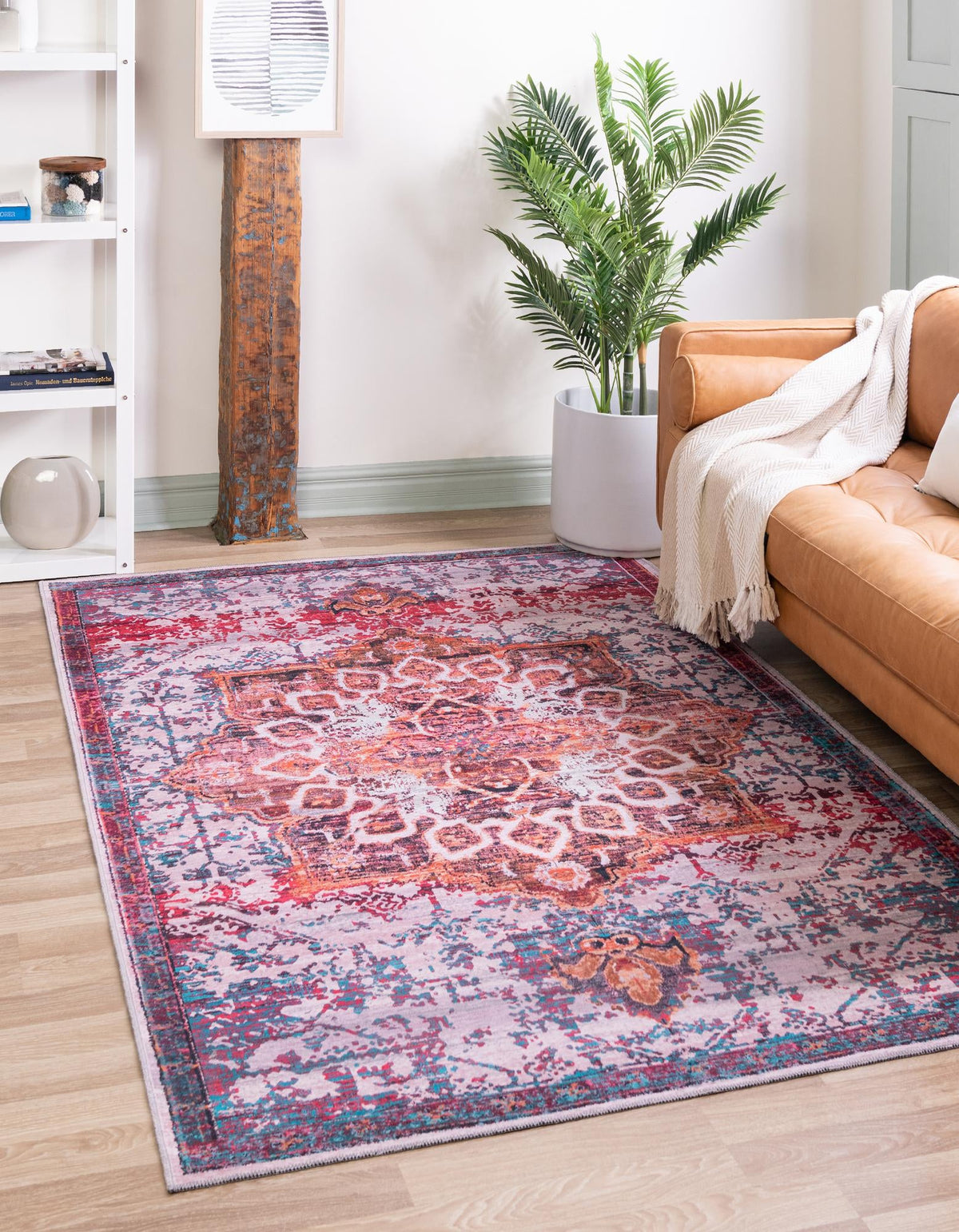 Baroque Era Collection Area Rug - Versailles (Ivory Orange) Rectangle Ivory Orange  lifestyle 2