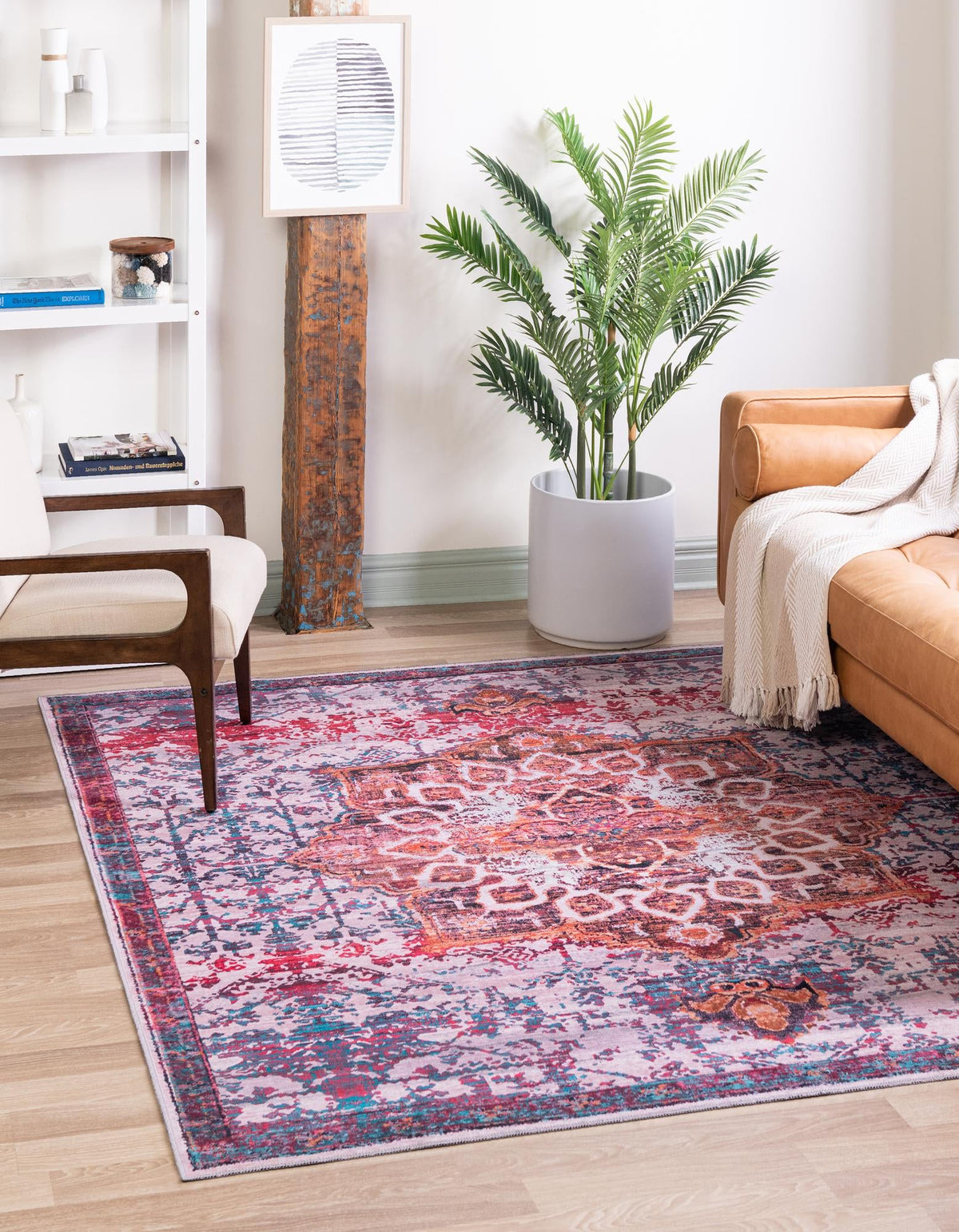 Baroque Era Collection Area Rug - Versailles (Ivory Orange) Square Ivory Orange  lifestyle 11