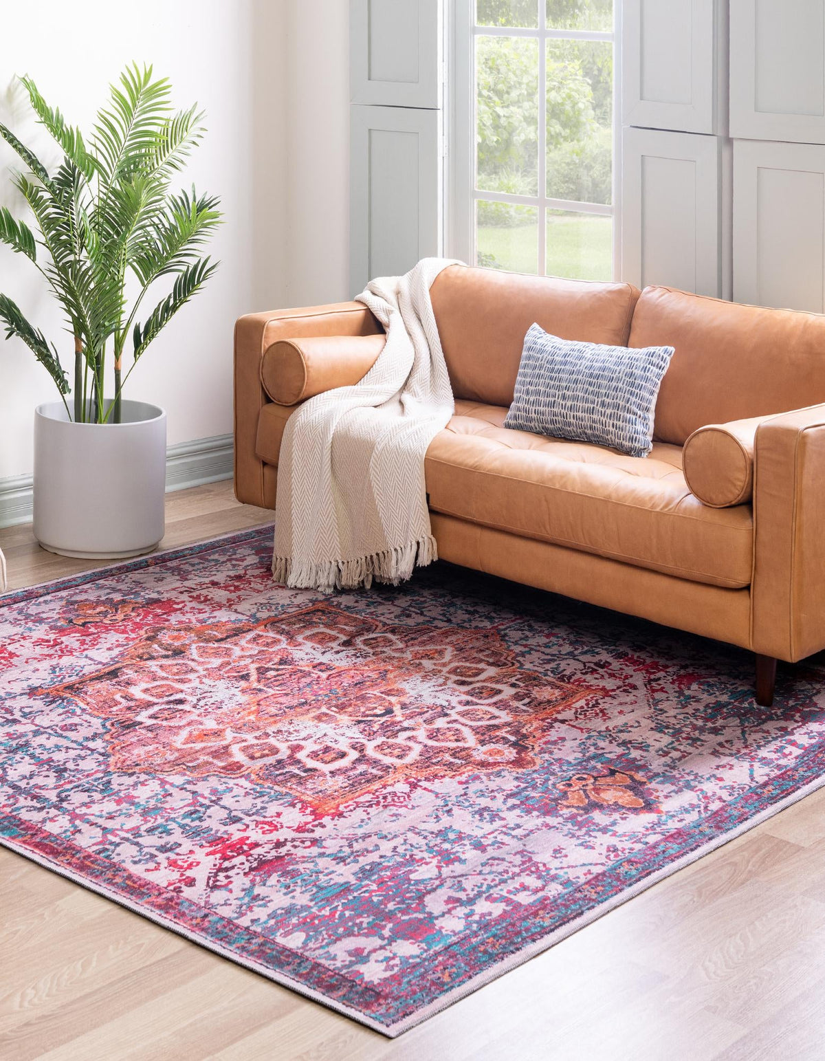 Baroque Era Collection Area Rug - Versailles (Ivory Orange) Square Ivory Orange  lifestyle 13