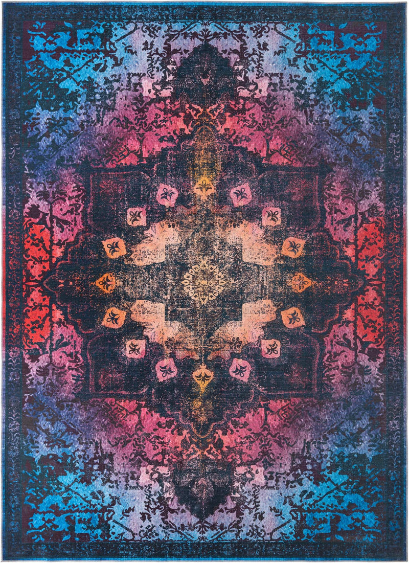 Baroque Era Collection Area Rug - Versailles (Multi Black) Rectangle Multi Black Main