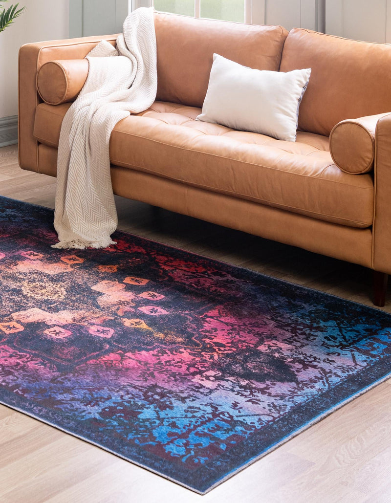 Baroque Era Collection Area Rug - Versailles (Multi Black) Rectangle Multi Black  lifestyle 3