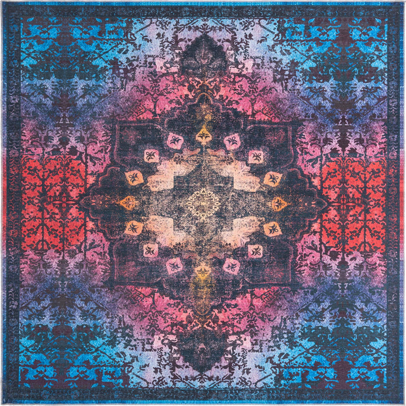 Baroque Era Collection Area Rug - Versailles (Multi Black) Square Multi Black  lifestyle 9