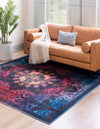 Baroque Era Collection Area Rug - Versailles (Multi Black) Square Multi Black  lifestyle 13