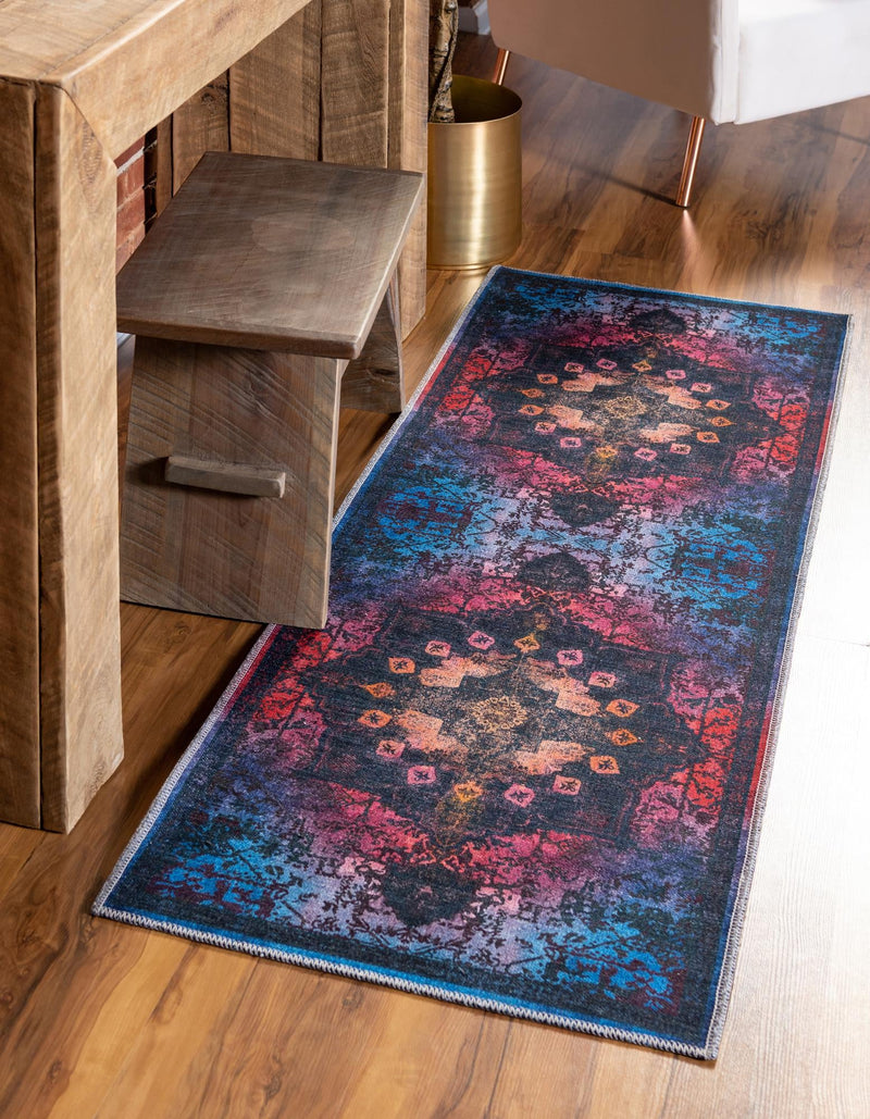 Baroque Era Collection Area Rug - Versailles (Multi Black) Runner Multi Black  lifestyle 12