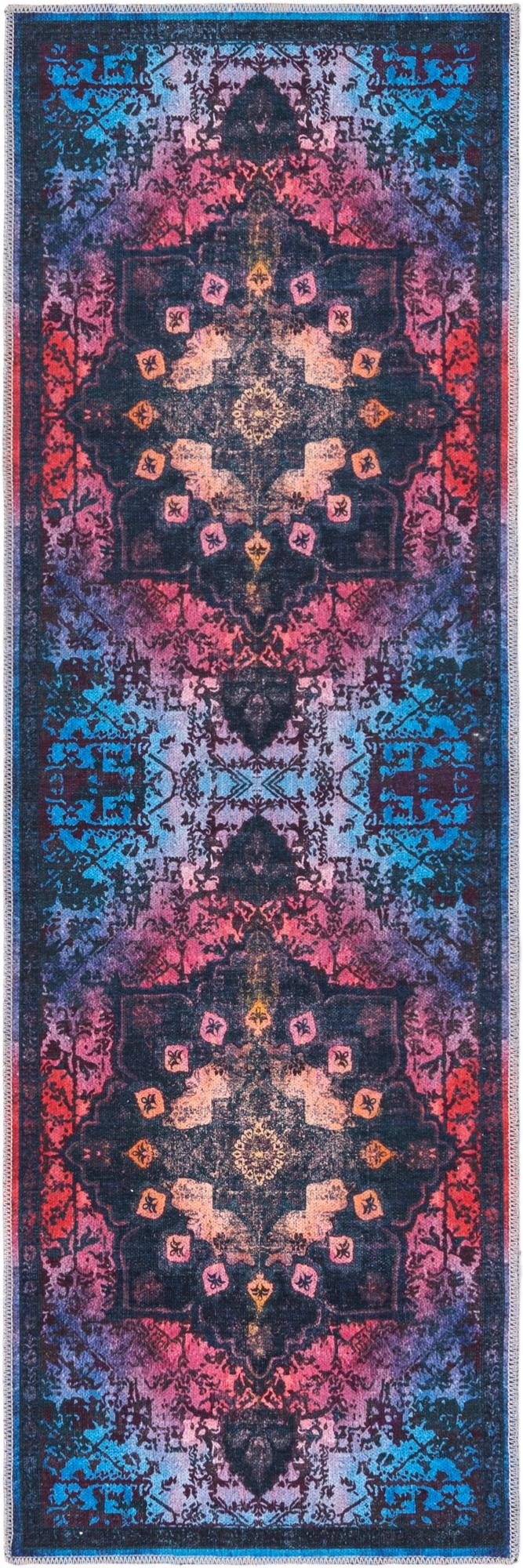 Baroque Era Collection Area Rug - Versailles (Multi Black) Runner Multi Black  lifestyle 10