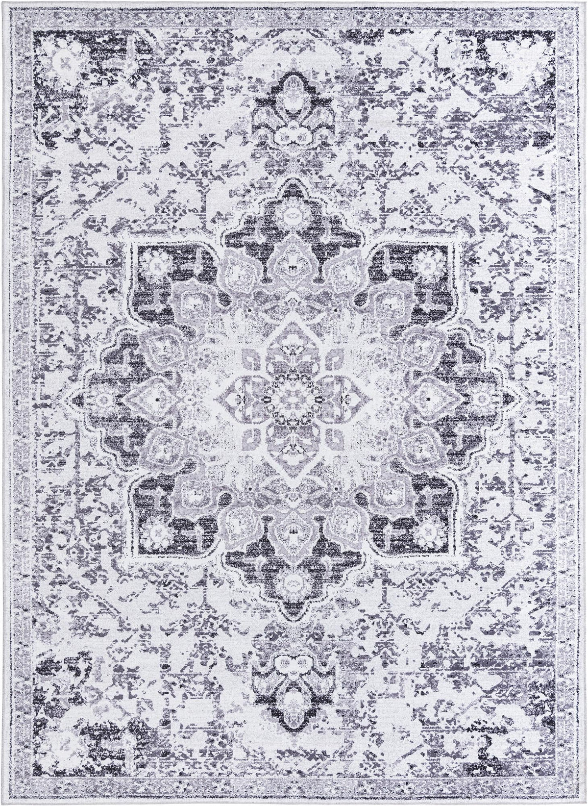 Baroque Era Collection Area Rug - Versailles (Light Gray) Rectangle Light Gray Main