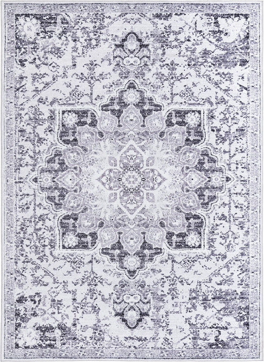Baroque Era Collection Area Rug - Versailles (Light Gray) Rectangle Light Gray Main