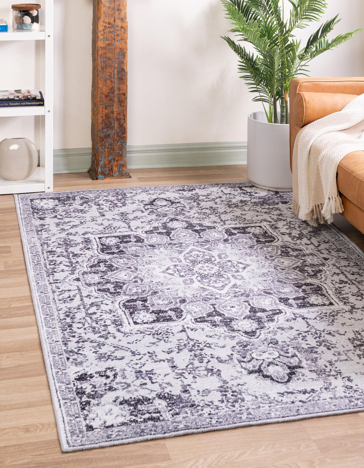 Baroque Era Collection Area Rug - Versailles (Light Gray) Rectangle Light Gray  lifestyle 2