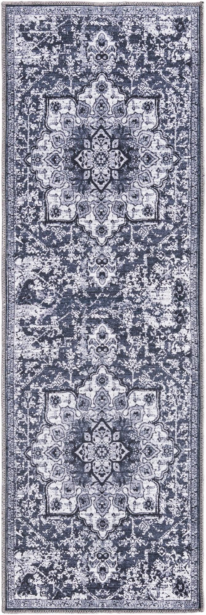 Baroque Era Collection Area Rug - Versailles (Dark Gray) Runner Dark Gray  lifestyle 10