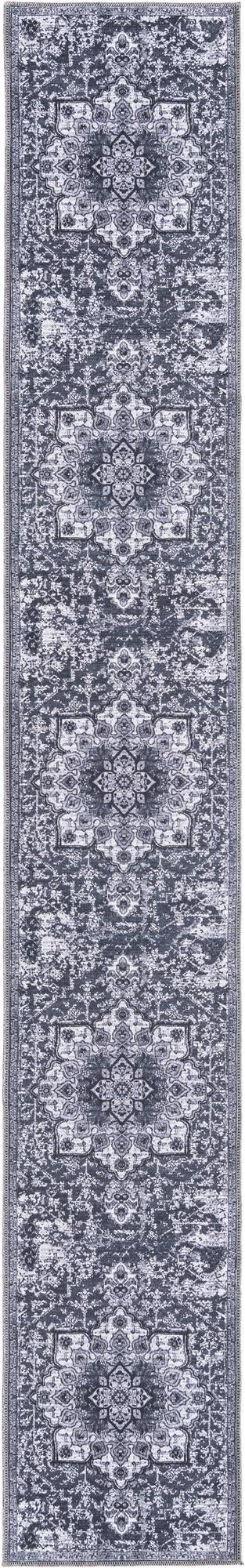 Baroque Era Collection Area Rug - Versailles (Dark Gray) Runner Dark Gray  lifestyle 11