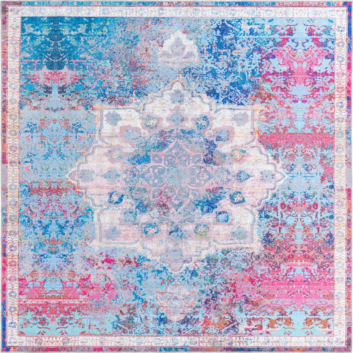 Baroque Era Collection Area Rug - Versailles (Tie Dye) Square Tie Dye  lifestyle 9