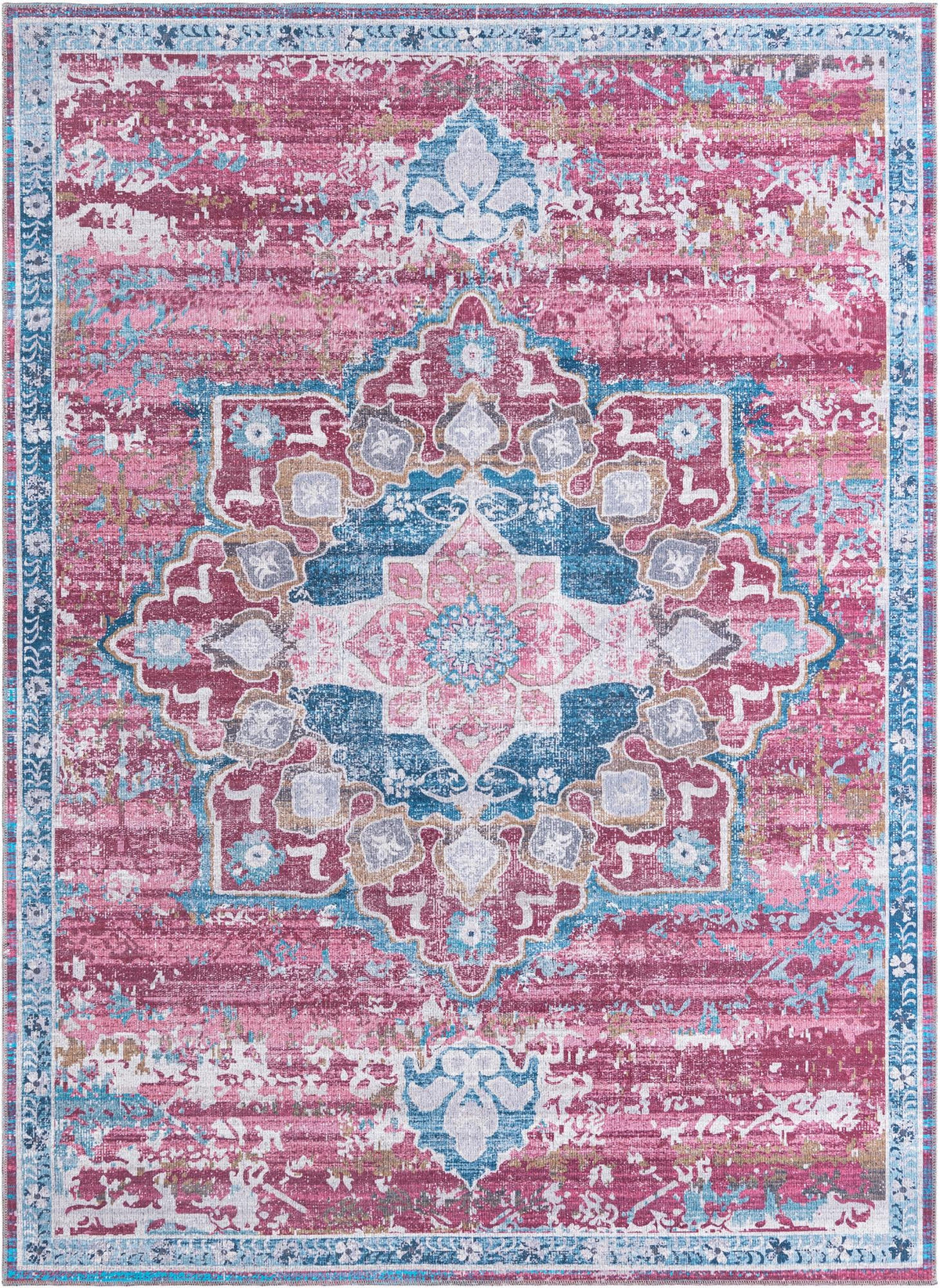 Baroque Era Collection Area Rug - Versailles (Antique Pink) Rectangle Antique Pink Main