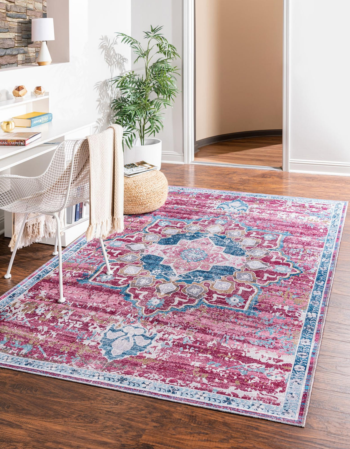 Baroque Era Collection Area Rug - Versailles (Antique Pink) Rectangle Antique Pink  lifestyle 2