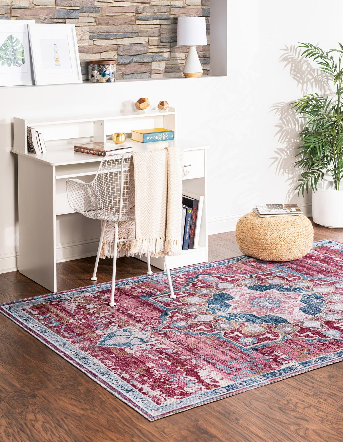 Baroque Era Collection Area Rug - Versailles (Antique Pink) Rectangle Antique Pink  lifestyle 3