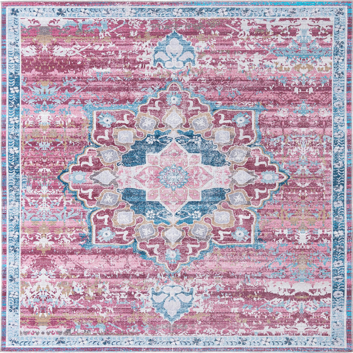 Baroque Era Collection Area Rug - Versailles (Antique Pink) Square Antique Pink  lifestyle 9