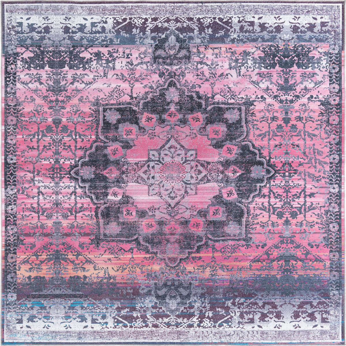 Baroque Era Collection Area Rug - Versailles (Antique Rose) Square Antique Rose  lifestyle 9