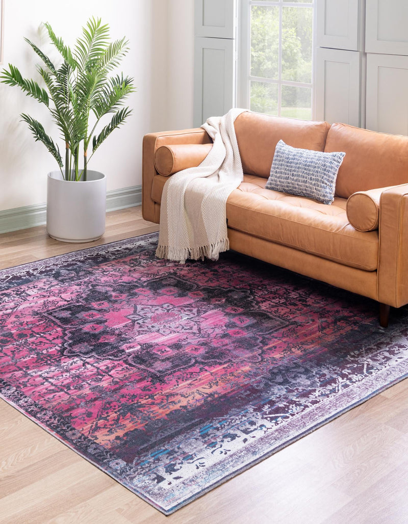 Baroque Era Collection Area Rug - Versailles (Antique Rose) Square Antique Rose  lifestyle 13