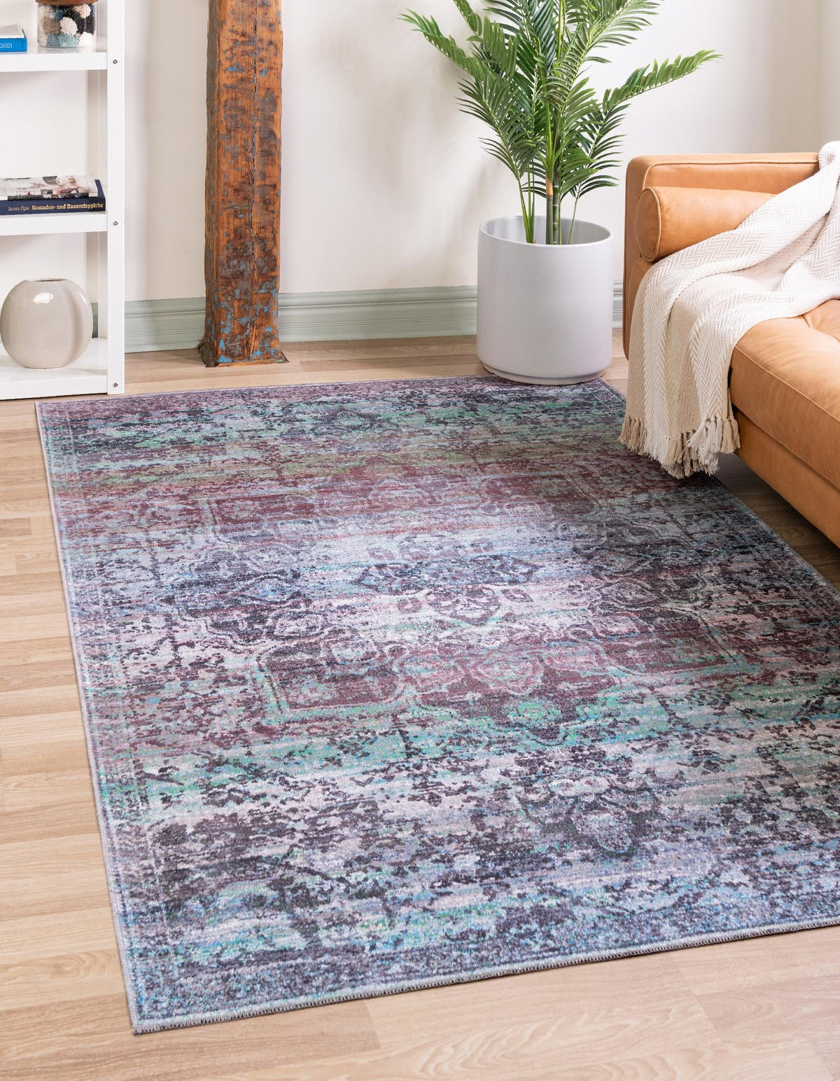 Baroque Era Collection Area Rug - Versailles (Blue Green) Rectangle Blue Green  lifestyle 2