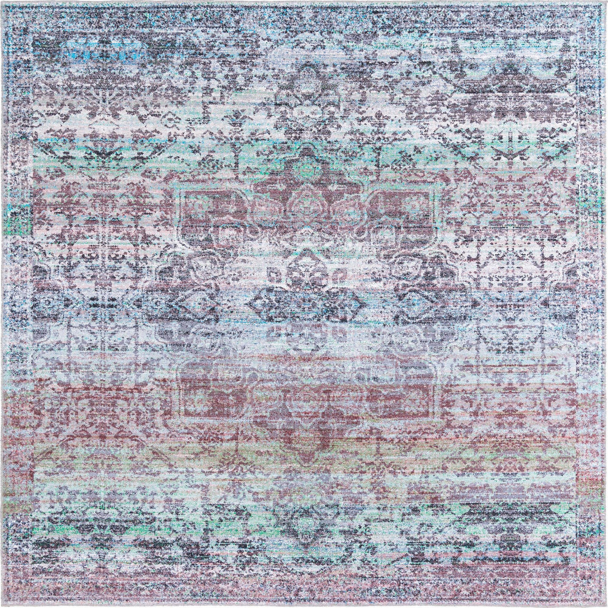 Baroque Era Collection Area Rug - Versailles (Blue Green) Square Blue Green  lifestyle 9