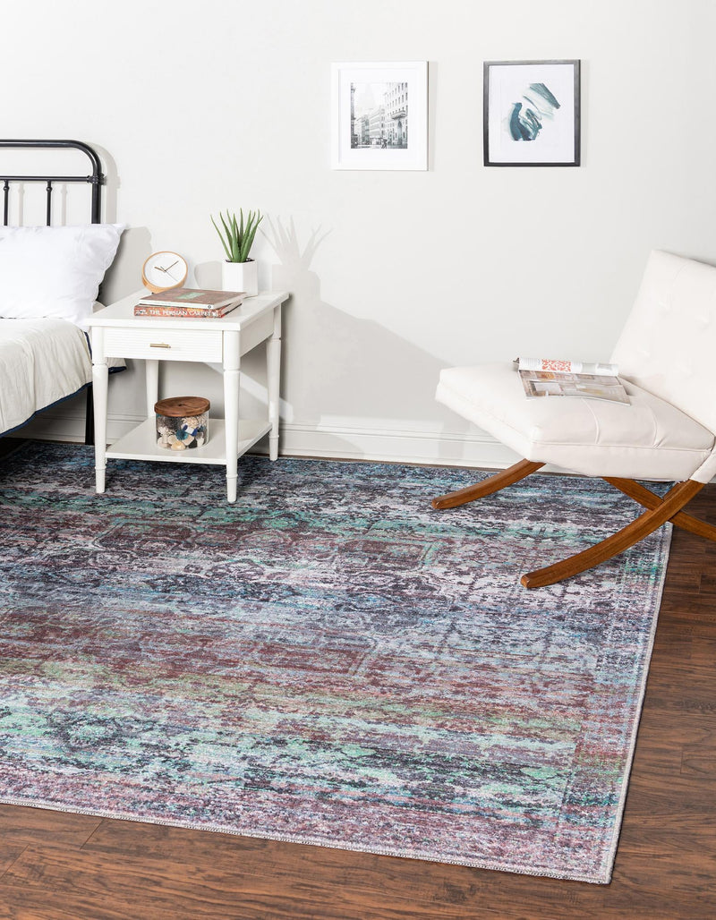 Baroque Era Collection Area Rug - Versailles (Blue Green) Square Blue Green  lifestyle 11