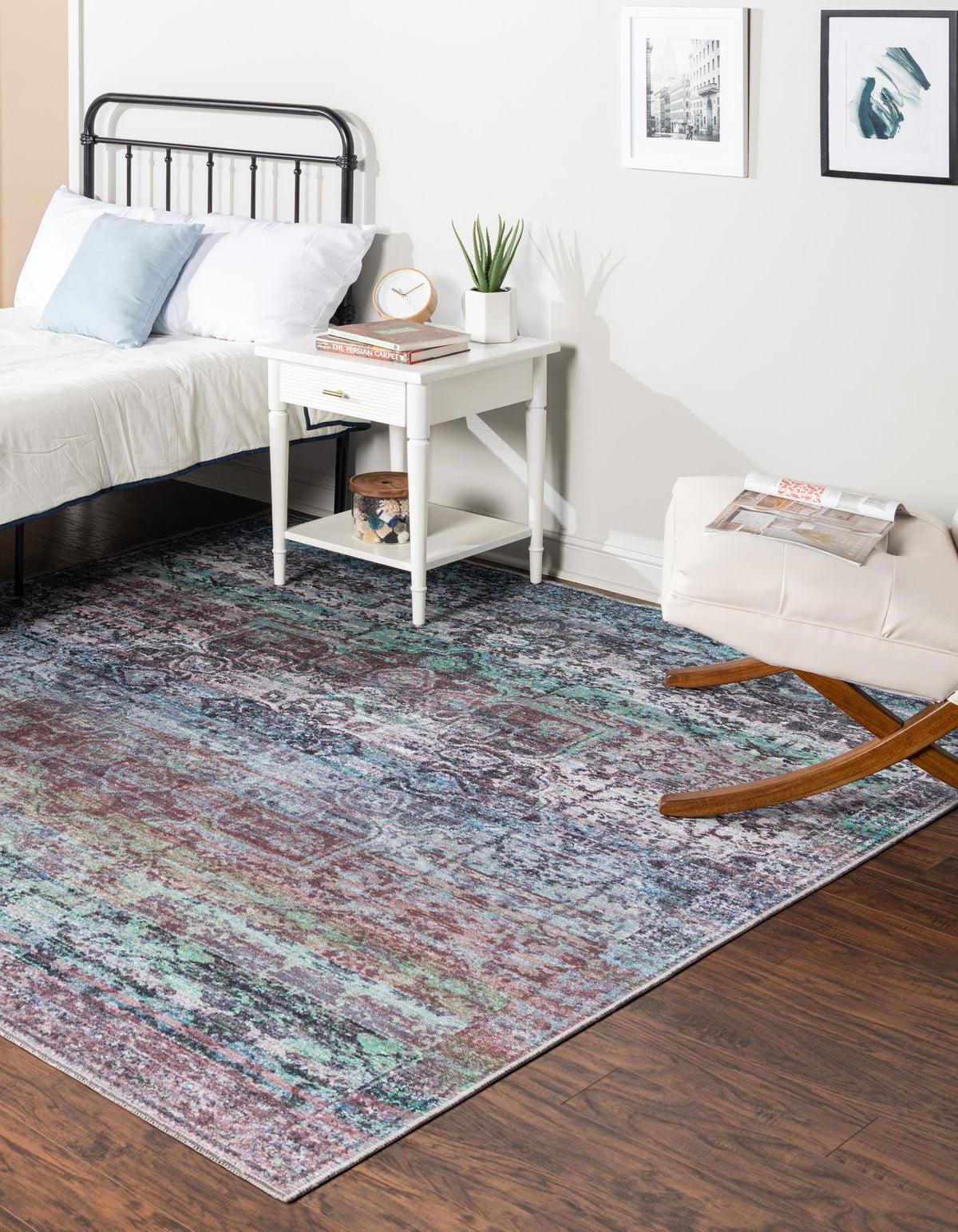 Baroque Era Collection Area Rug - Versailles (Blue Green) Square Blue Green  lifestyle 13