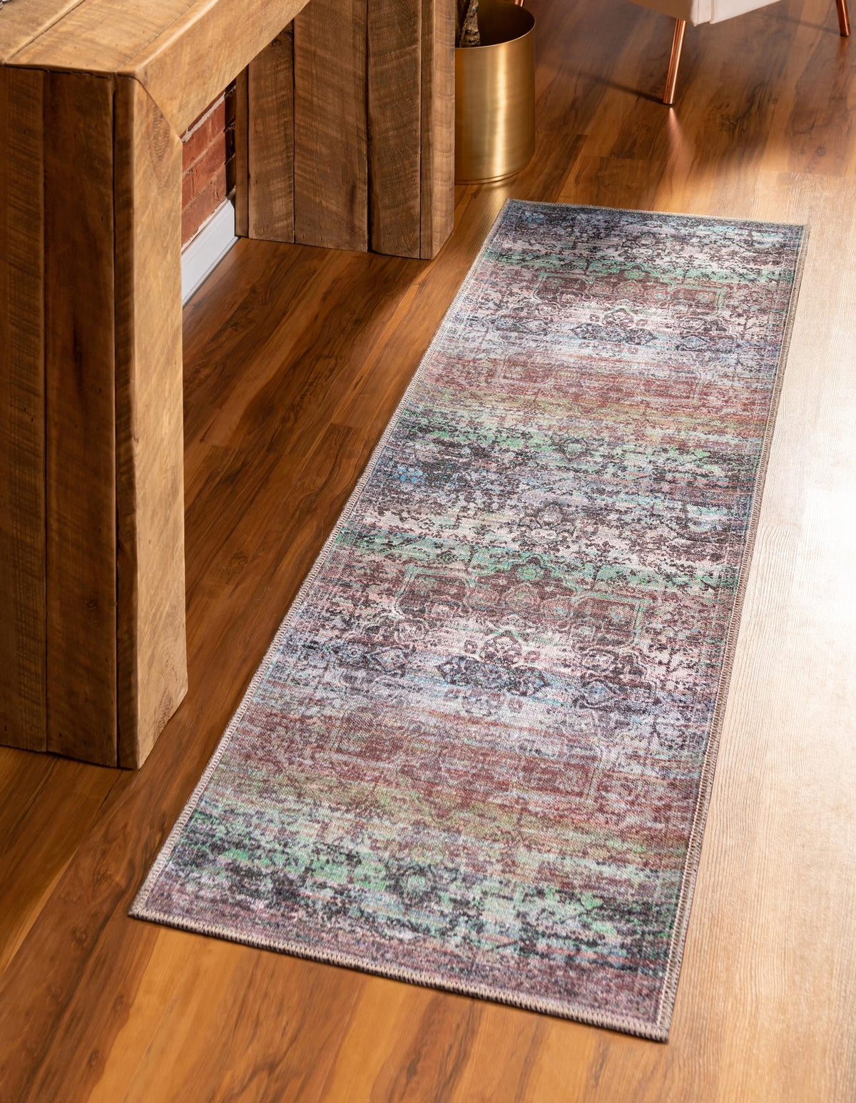 Baroque Era Collection Area Rug - Versailles (Blue Green) Runner Blue Green  lifestyle 12