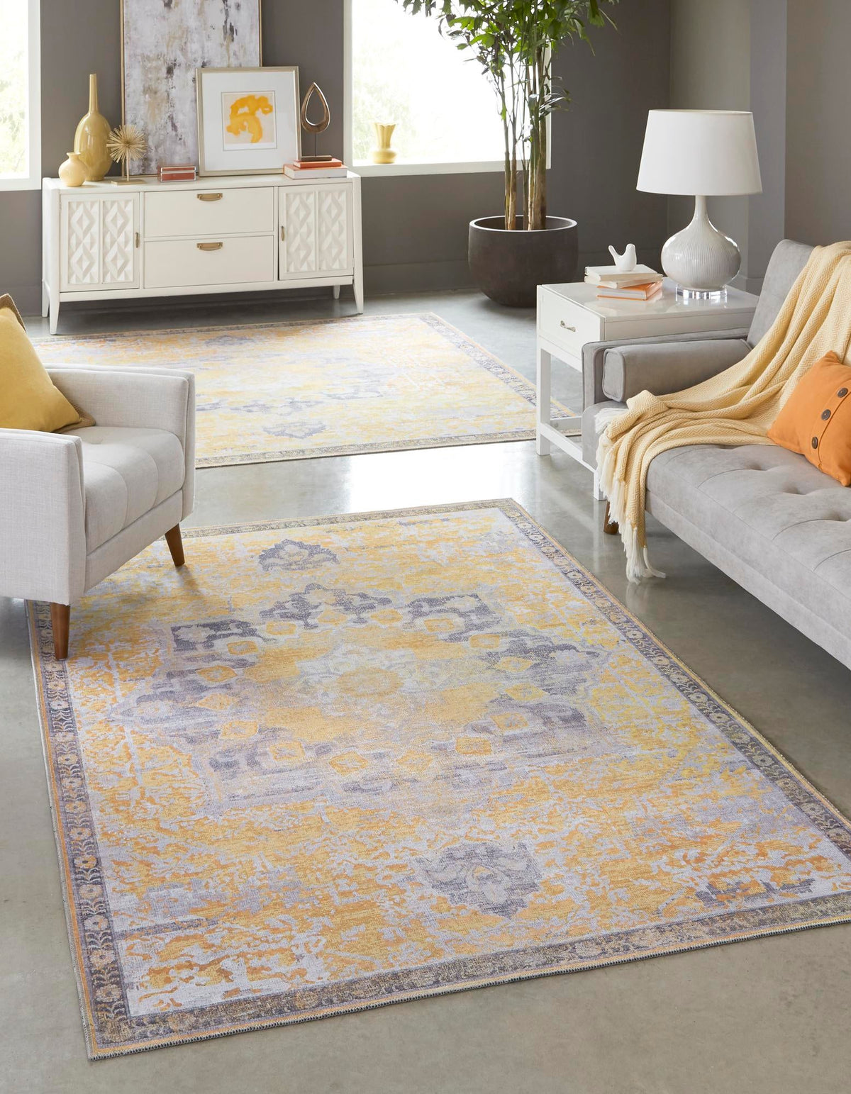 Baroque Era Collection Area Rug - Versailles (Tuscan Yellow) Rectangle Tuscan Yellow  lifestyle 2