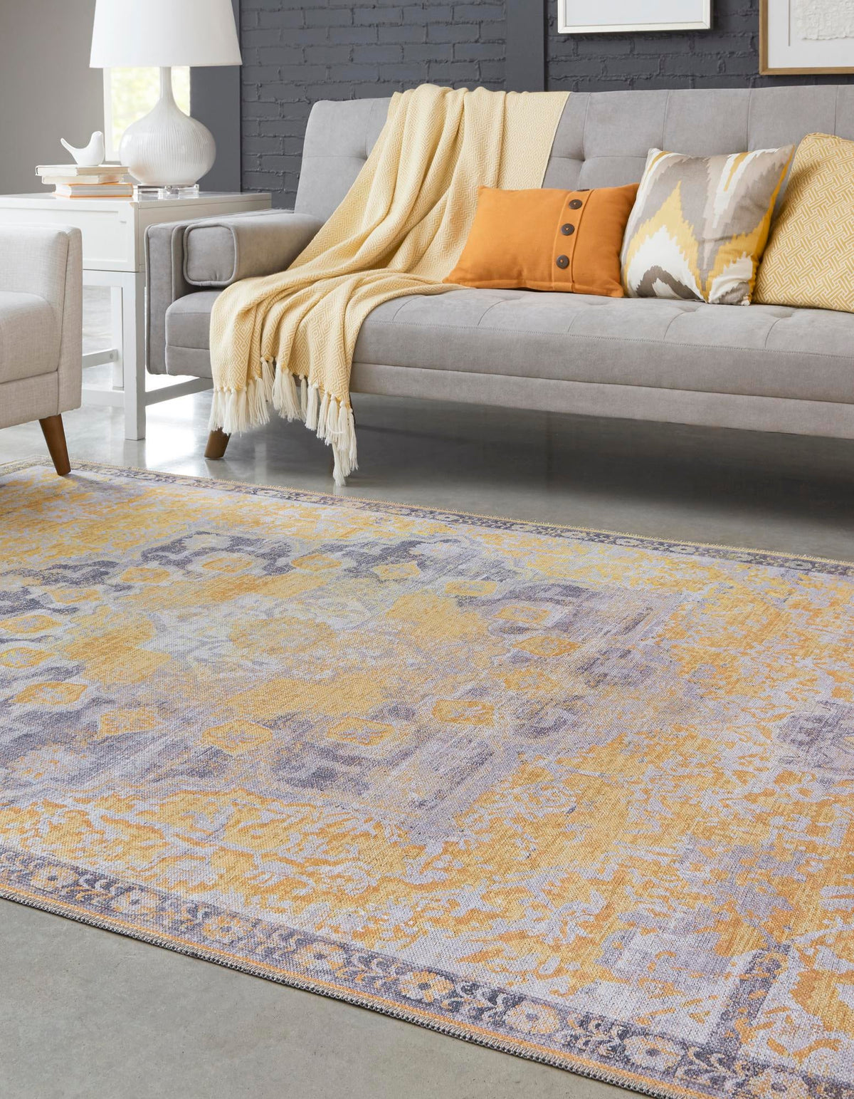 Baroque Era Collection Area Rug - Versailles (Tuscan Yellow) Rectangle Tuscan Yellow  lifestyle 3