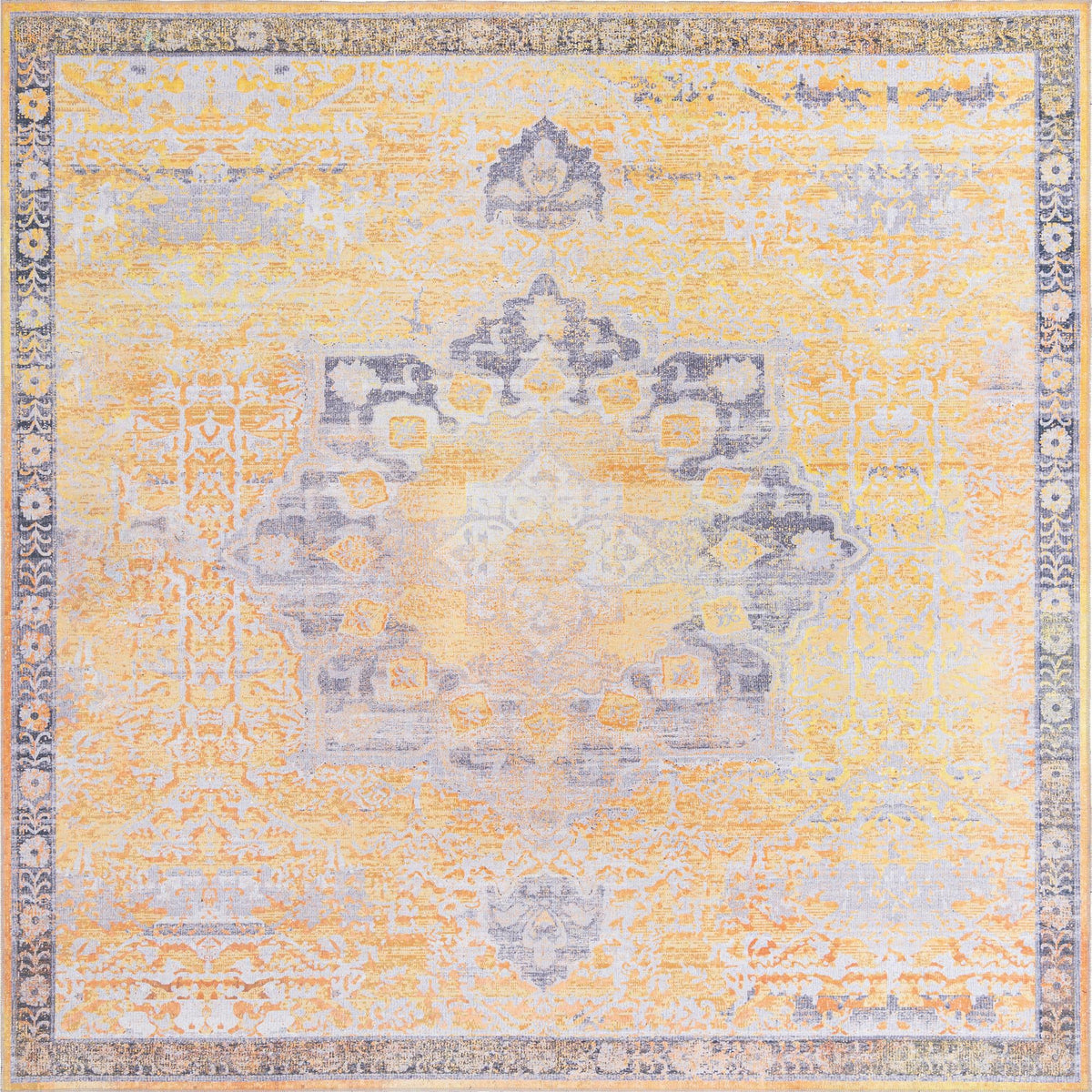 Baroque Era Collection Area Rug - Versailles (Tuscan Yellow) Square Tuscan Yellow  lifestyle 14