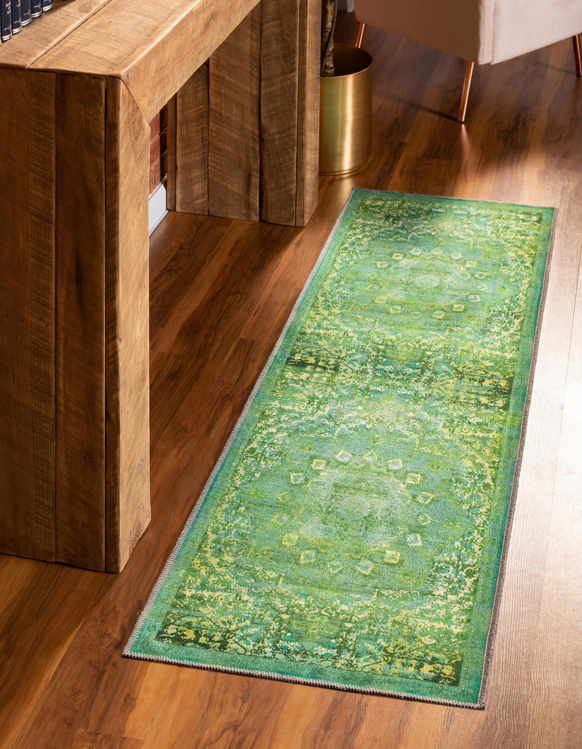 Baroque Era Collection Area Rug - Versailles (Spring Green) Runner Spring Green  lifestyle 15