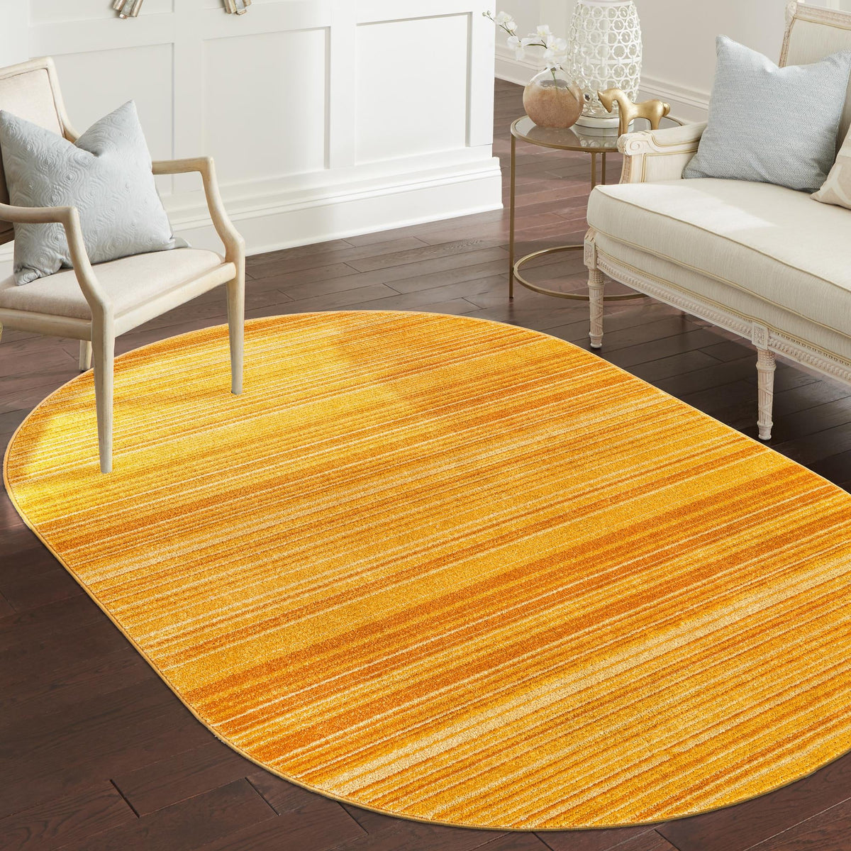 Jewel Oasis Collection Area Rug - Sapphire (Yellow) Oval Yellow  lifestyle 52