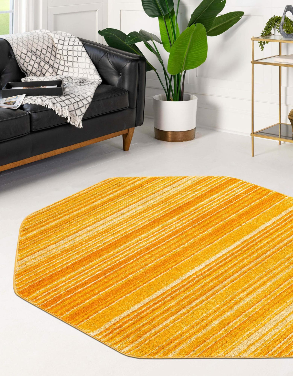 Jewel Oasis Collection Area Rug - Sapphire (Yellow) Octagon Yellow  lifestyle 24