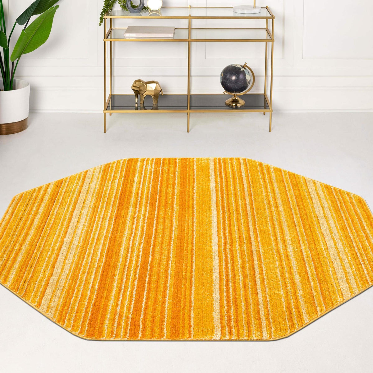Jewel Oasis Collection Area Rug - Sapphire (Yellow) Octagon Yellow  lifestyle 53