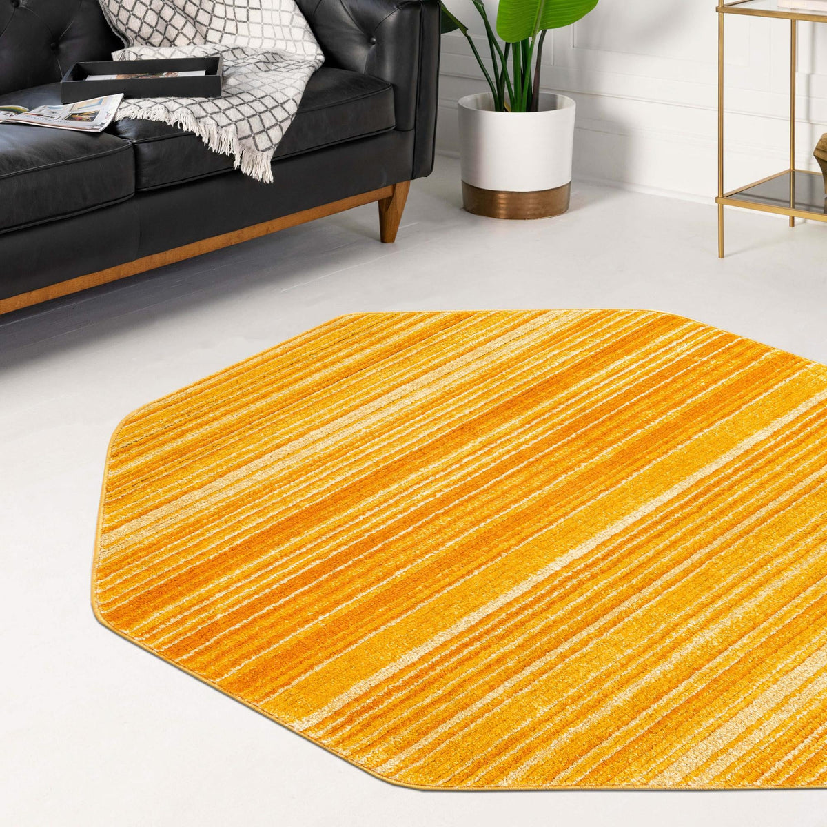 Jewel Oasis Collection Area Rug - Sapphire (Yellow) Octagon Yellow  lifestyle 58