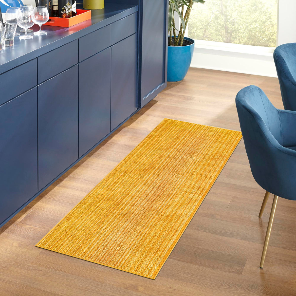 Jewel Oasis Collection Area Rug - Sapphire (Yellow) Runner Yellow  lifestyle 54
