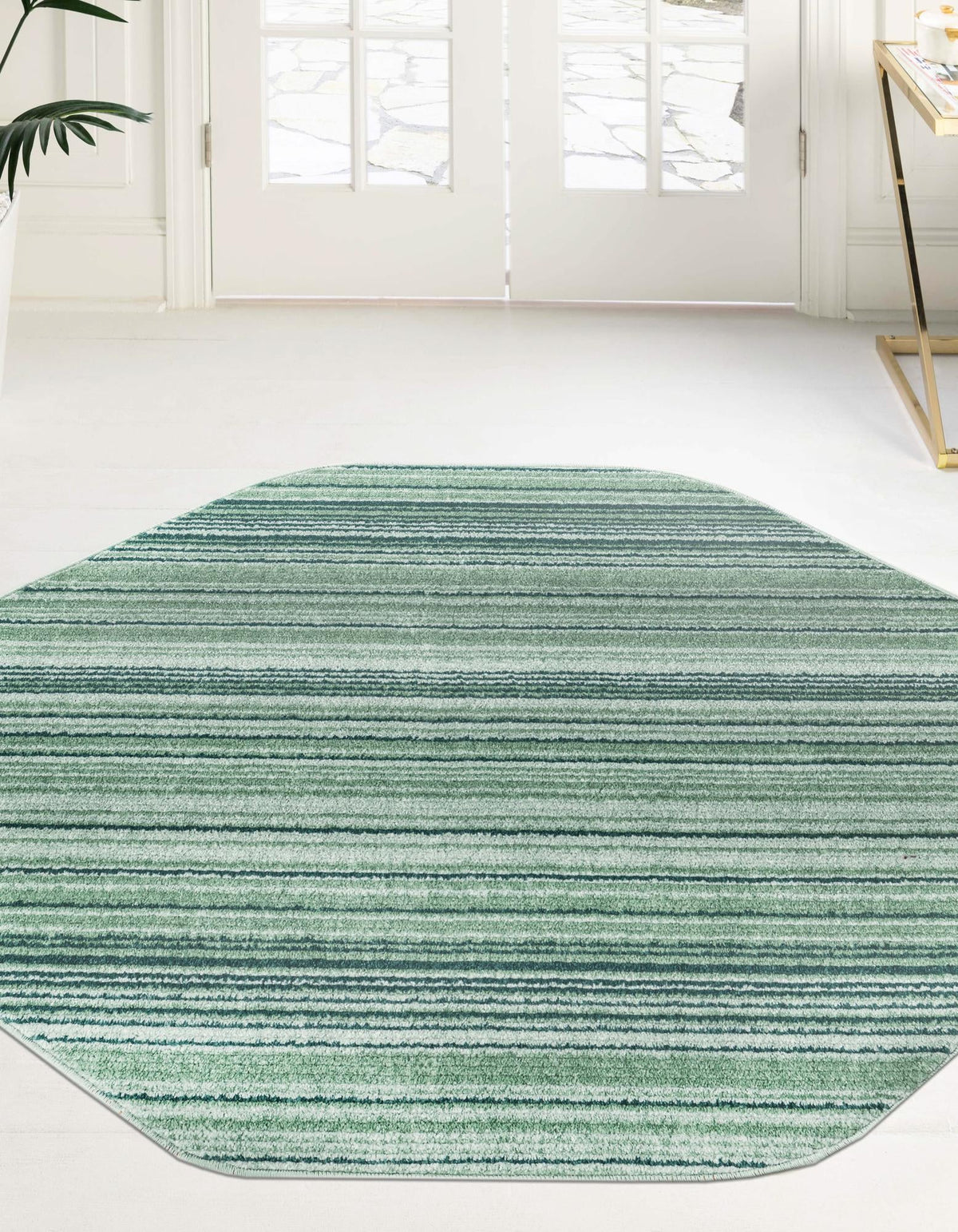 Jewel Oasis Collection Area Rug - Sapphire (Green) Octagon Green  lifestyle 27