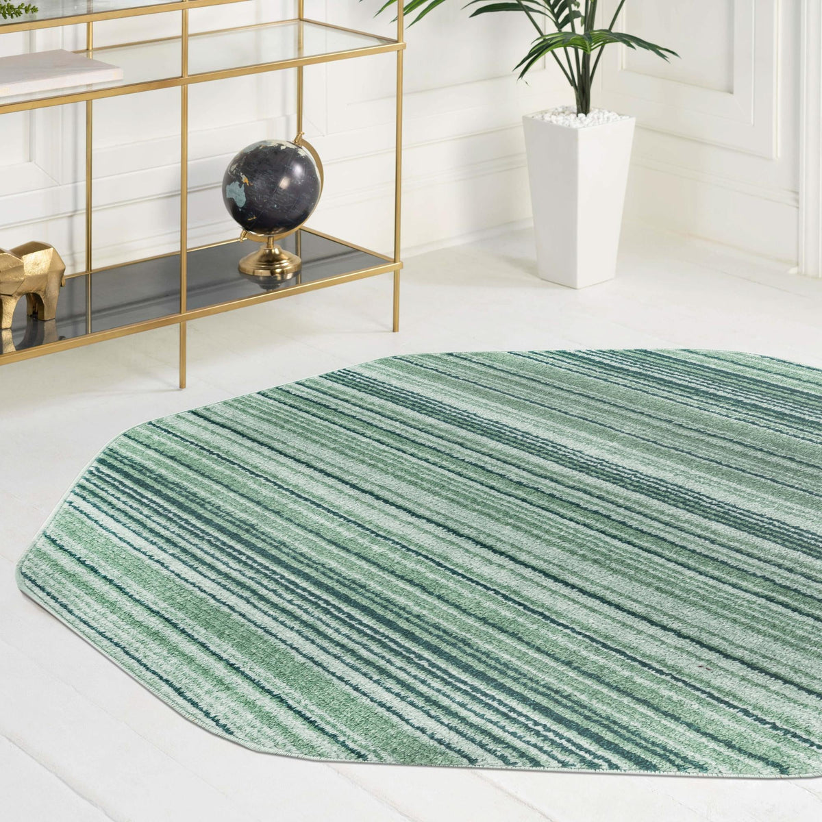 Jewel Oasis Collection Area Rug - Sapphire (Green) Octagon Green  lifestyle 84