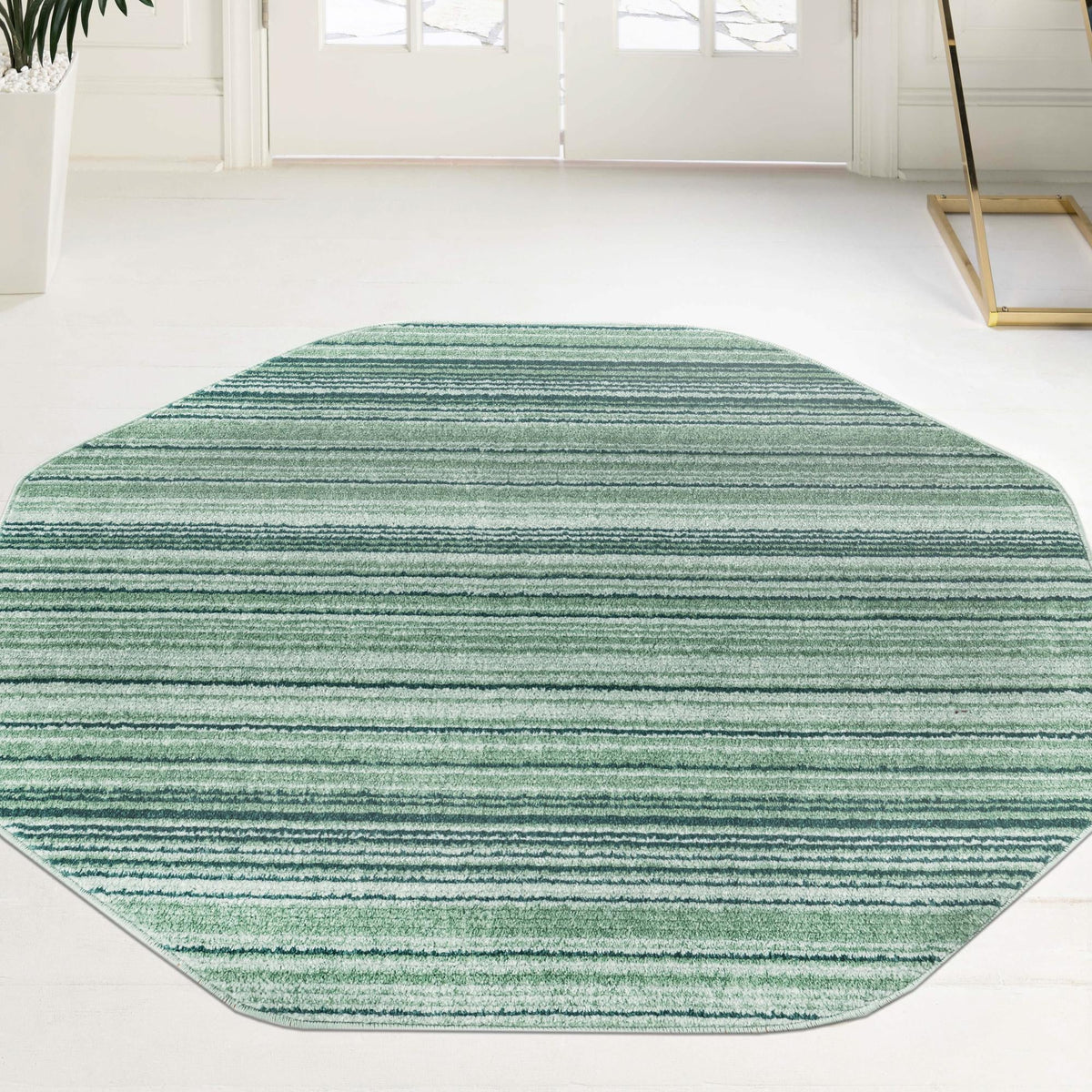 Jewel Oasis Collection Area Rug - Sapphire (Green) Octagon Green  lifestyle 87