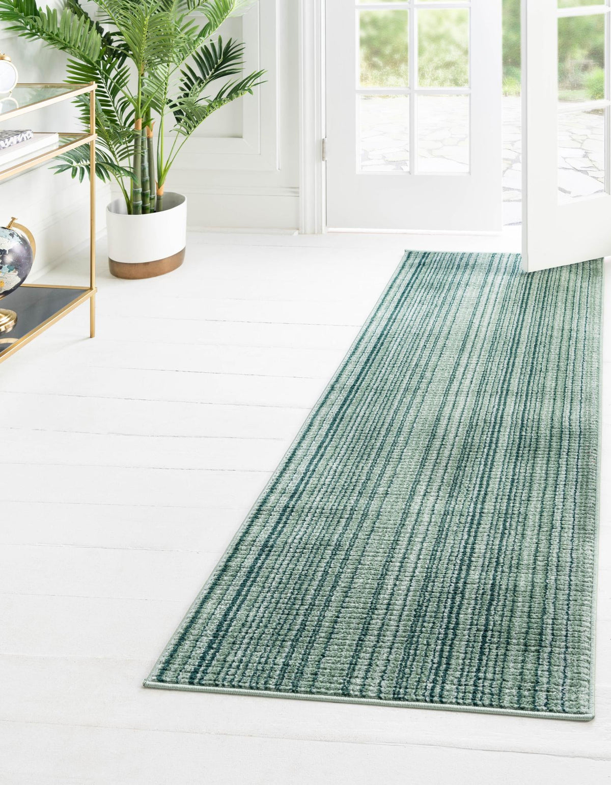 Jewel Oasis Collection Area Rug - Sapphire (Green) Runner Green  lifestyle 30