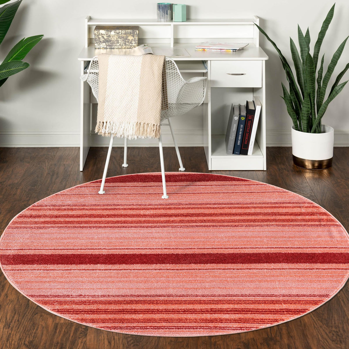 Jewel Oasis Collection Area Rug - Sapphire (Rusty Pink Rose) Round Rusty Pink Rose  lifestyle 79