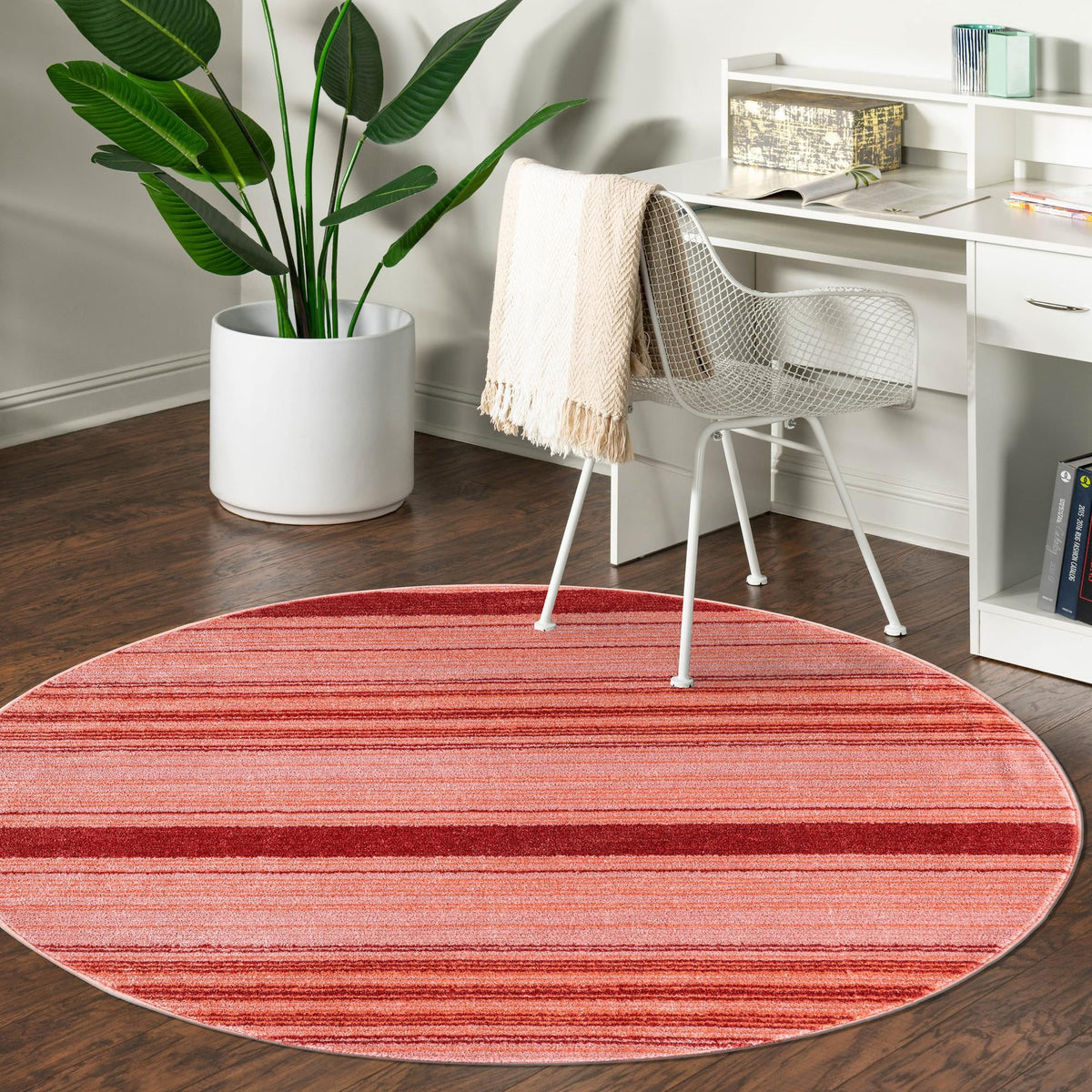 Jewel Oasis Collection Area Rug - Sapphire (Rusty Pink Rose) Round Rusty Pink Rose  lifestyle 83