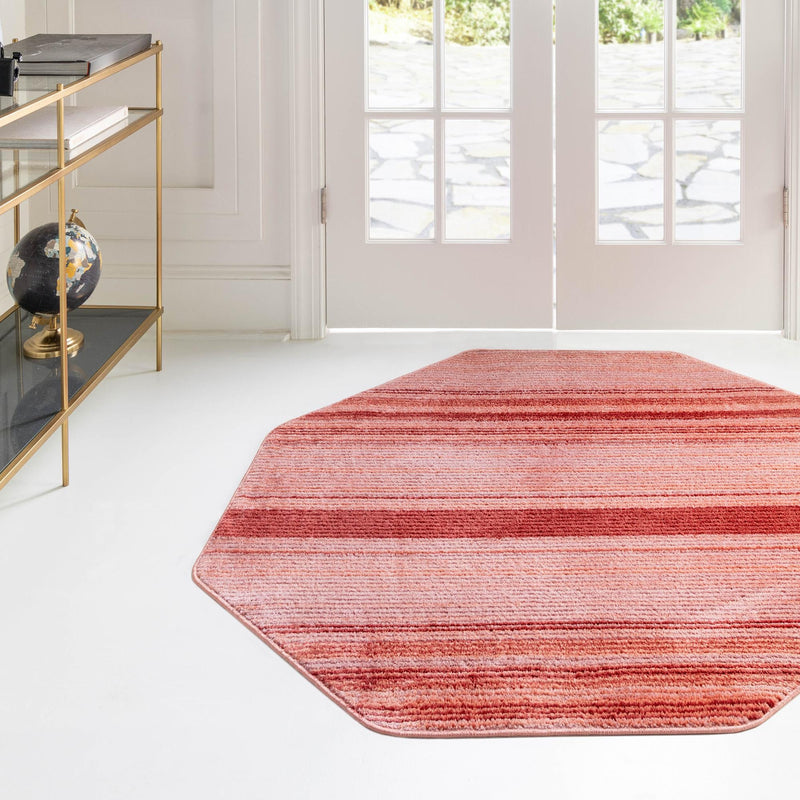 Jewel Oasis Collection Area Rug - Sapphire (Rusty Pink Rose) Octagon Rusty Pink Rose  lifestyle 22