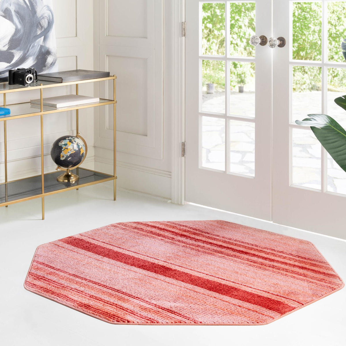 Jewel Oasis Collection Area Rug - Sapphire (Rusty Pink Rose) Octagon Rusty Pink Rose  lifestyle 27