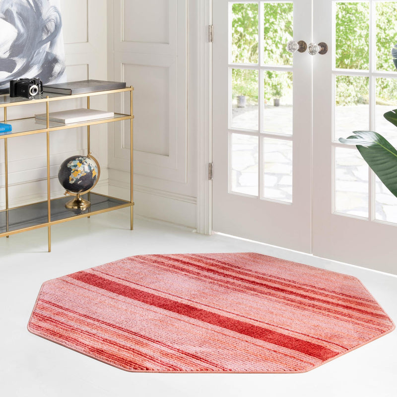 Jewel Oasis Collection Area Rug - Sapphire (Rusty Pink Rose) Octagon Rusty Pink Rose  lifestyle 27