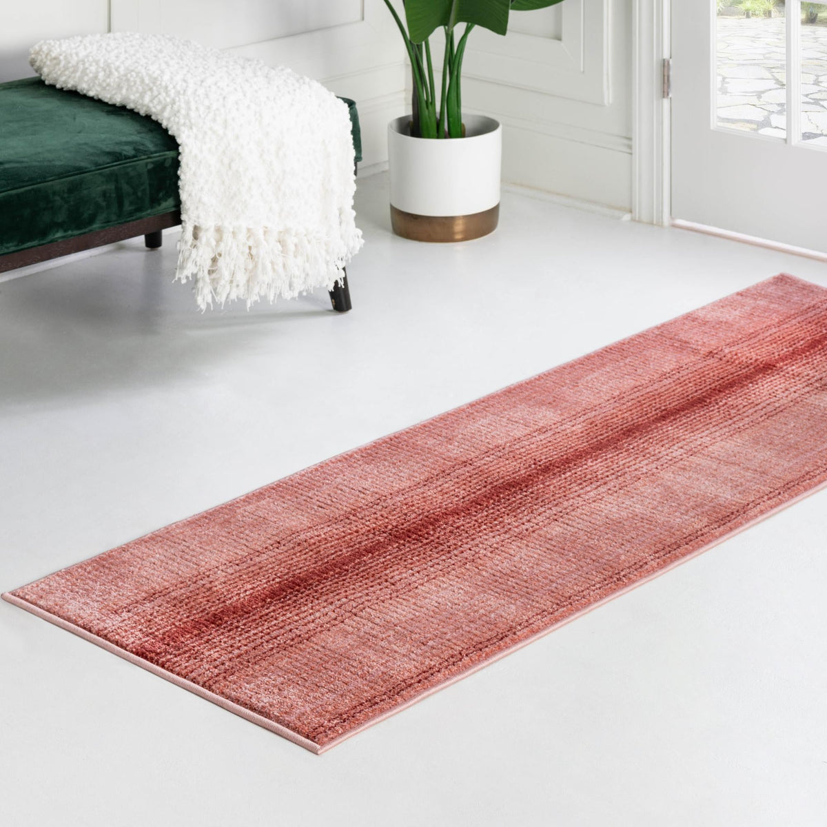 Jewel Oasis Collection Area Rug - Sapphire (Rusty Pink Rose) Runner Rusty Pink Rose  lifestyle 86
