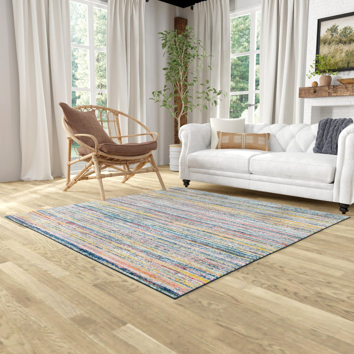 Jewel Oasis Collection Area Rug - Sapphire (Multi) Square Multi  lifestyle 97