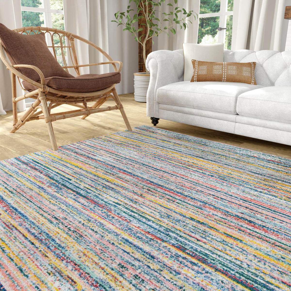 Jewel Oasis Collection Area Rug - Sapphire (Multi) Square Multi  lifestyle 101